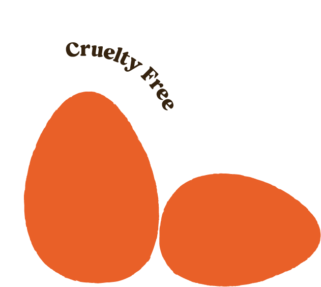 Illustration of free range eggs with text that says "Cruelty Free"